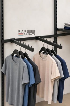 1 Adet - Pimli Baston Ab-1 Uyumu - 10x30 Profile Geçme - Pimli Baston Askılık 35 cm Mağaza Raf Askılık Aparatı Siyah
