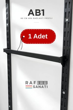 1 Adet - AB1 60 cm Ara Bağlantı Profili – 10x30 Profil 40 mm Hatve - Konik Dikme Uyumlu Mağaza Raf Askı Aparatı Siyah