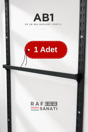1 Adet - AB1 90 cm Askı Geçen Profil – 10x30 Aksesuar Ara Bağlantı 40 mm Hatve - Konik Dikme Uyumlu Raf Askı Aparatı Siyah