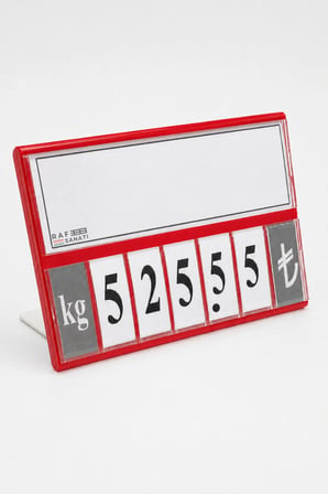 Fiyat Kasetlik Manav Kasap Şarküteri Etiketi Rakamlı Fiyatlık | Ayaklı Büyük Boy 123x84 mm | Kırmızı