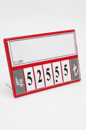 5 Adet - Fiyat Kasetlik Manav Kasap Şarküteri Etiketi Rakamlı Fiyatlık | Ayaklı Büyük Boy 123x84 mm | Kırmızı