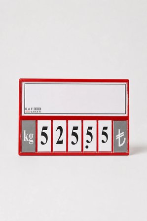 5 Adet - Fiyat Kasetlik Manav Kasap Şarküteri Etiketi Rakamlı Fiyatlık | Ayaklı Büyük Boy 123x84 mm | Kırmızı