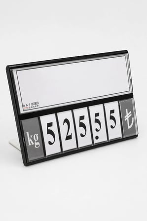 Fiyat Kasetlik Manav Kasap Şarküteri Etiketi Rakamlı Fiyatlık | Ayaklı Büyük Boy 123x84 mm | Siyah