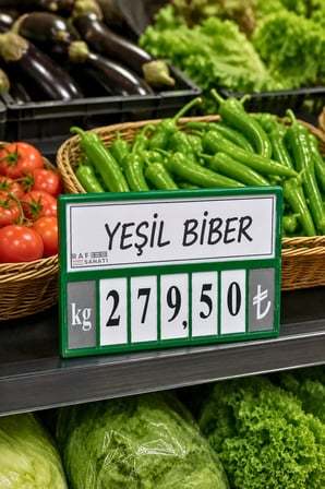 10 Adet - Fiyat Kasetlik Manav Kasap Şarküteri Etiketi Rakamlı Fiyatlık | Ayaklı Büyük Boy 123x84 mm | Yeşil