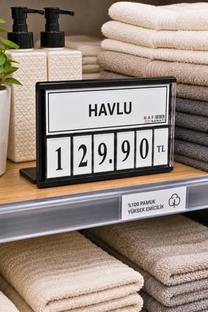 Fiyat Kasetlik Manav Kasap Şarküteri Etiketi Rakamlı Fiyatlık | Ayaklı Küçük Boy 77x62 mm | Siyah