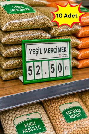 10 Adet - Fiyat Kasetlik Manav Kasap Şarküteri Etiketi Rakamlı Fiyatlık | Ayaklı Küçük Boy 77x62 mm | Yeşil