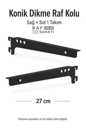 1 Takım Raf Destek Kolu 27 cm – 40 Hatve – Ahşap MDF Sunta Cam Raf Tutucu Raf Kolu Siyah