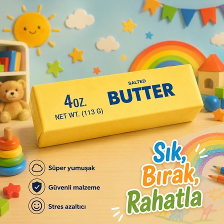 Tereyağı Tasarımlı Yumuşak Squishy Sıkmalık Oyuncak – Stres Giderici Sukuşi