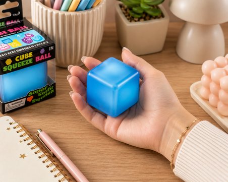 Yumuşacık Mavi Küp Squishy Sıkmalık Oyuncak – Stres Azaltıcı Yumuşak Dokulu Sukuşi