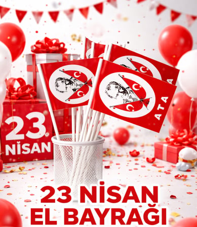 Çubuklu Kağıt Bayrak 20x30 cm (20’li Paket) – Okul, Etkinlik, Kutlama ve Organizasyonlar İçin