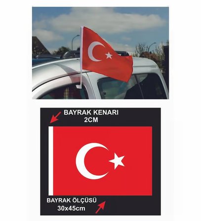 30x45 cm Konvoy Bayrağı Alpaka Kumaş – Dayanıklı, Canlı Renkli Araç Bayrağı (1 Adet)