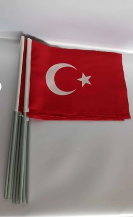 Plastik Sopalı Alpaka Bez Bayrak 20x30 cm –  Tören ve Kutlama Bayrağı (1 Adet)