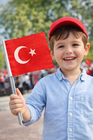 50’li Plastik Sopalı Alpaka Bez Türk Bayrağı 20x30 cm – Okul ve 23 Nisan Kutlamaları İçin