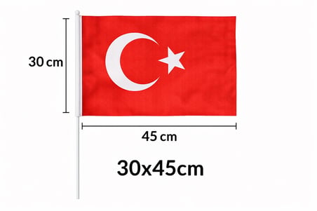 Plastik Sopalı Alpaka Bez Türk Bayrağı 10’lu Paket 30x45 cm – Dayanıklı Tören ve Kutlama Bayrağı