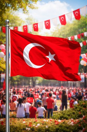 50x75 cm Alpaka Kumaş Türk Bayrağı –  Dikişli Kenar, Balkon ve Dış Mekan Kullanıma Uygun