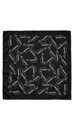 Atatürk İmza Desenli Siyah %100 Pamuk 52x52 cm Fular Bandana (Okul, Etkinlik, Tören, Gösteri)