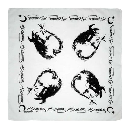 Atatürk Silüetli Ay Yıldız Beyaz %100 Pamuk 52x52 cm Fular Bandana (Okul, Etkinlik, Tören, Gösteri)