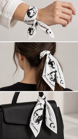 Atatürk Silüetli Ay Yıldız Beyaz %100 Pamuk 52x52 cm Fular Bandana (Okul, Etkinlik, Tören, Gösteri)