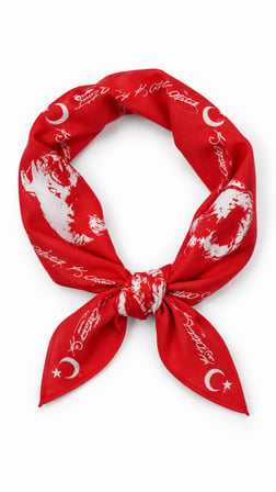 Atatürk Silüetli Kırmızı %100 Pamuk 52x52 cm Fular Bandana (Okul, Etkinlik, Tören, Gösteri)