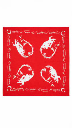 Atatürk Silüetli Kırmızı %100 Pamuk 52x52 cm Fular Bandana (Okul, Etkinlik, Tören, Gösteri)