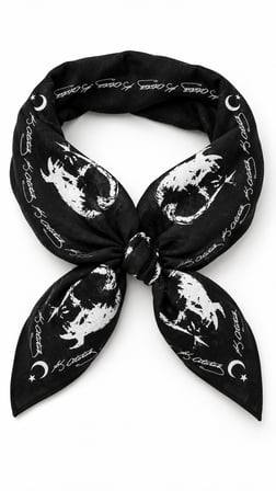 Atatürk Silüetli Siyah Pamuk Fular 52x52 cm Bandana (Okul, Etkinlik, Tören, Gösteri)