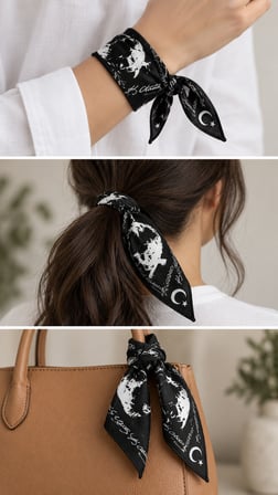 Atatürk Silüetli Siyah Pamuk Fular 52x52 cm Bandana (Okul, Etkinlik, Tören, Gösteri)
