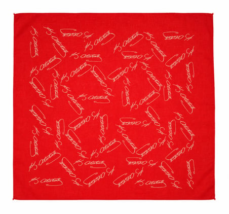 Atatürk İmza Desenli Kırmızı %100 Pamuk 52x52 cm Fular Bandana (Okul, Etkinlik, Tören, Gösteri)