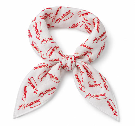 Atatürk İmza Beyaz Kırmızı %100 Pamuk 52x52 cm Fular Bandana (Okul, Etkinlik, Tören, Gösteri)