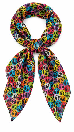 10’lu Renkli Peace Desenli %100 Pamuk 52x52 cm Fular Bandana Seti Unisex