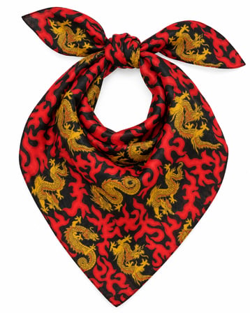 10’lu Kırmızı Siyah Ejderha Desenli %100 Pamuk Fular Bandana 52x52 cm Unisex