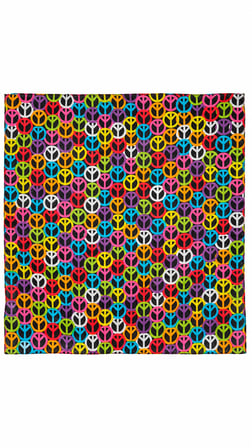 Peace Desenli Renkli 52x52 cm %100 Pamuk Fular Bandana Unisex Çok Amaçlı