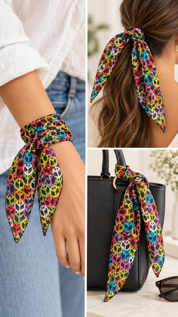 Peace Desenli Renkli 52x52 cm %100 Pamuk Fular Bandana Unisex Çok Amaçlı