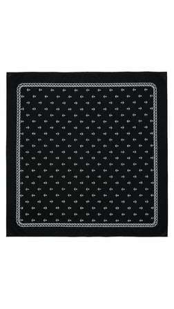 Siyah Çapa Desenli 52x52 cm %100 Pamuk Fular Bandana – Unisex 