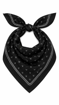 Siyah Çapa Desenli 52x52 cm %100 Pamuk Fular Bandana – Unisex 