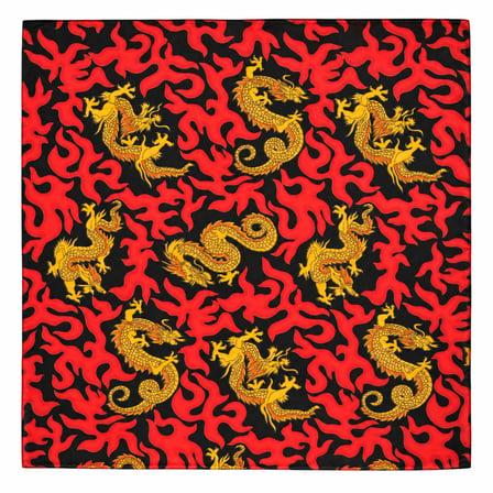 Ejderha Desenli Siyah Kırmızı 52x52 cm %100 Pamuk Fular Bandana Unisex