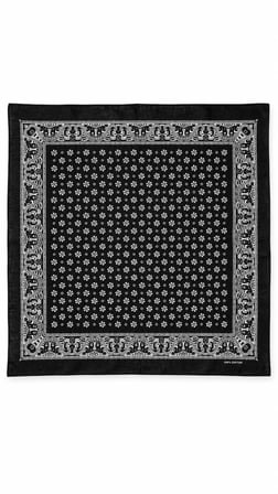 Siyah Şal Desenli 52x52 cm %100 Pamuk Fular Bandana Unisex Çok Amaçlı