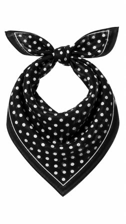 Siyah Puantiyeli 52x52 cm %100 Pamuk Fular Bandana Unisex Çok Amaçlı Aksesuar