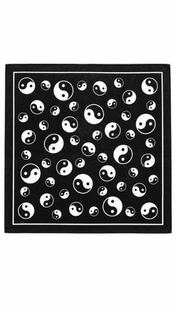 Yin Yang Desenli Siyah Beyaz 52x52 cm %100 Pamuk Fular Bandana Unisex