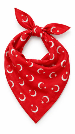 24’lü Ay Yıldızlı Kırmızı %100 Pamuk Fular Bandana 52x52 cm Okul Tören Etkinlik