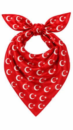 24’lü Ay Yıldız Desenli Kırmızı %100 Pamuk 52x52 cm Fular Bandana Seti