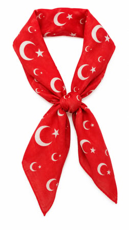 24’lü Türk Bayrağı Desenli Kırmızı %100 Pamuk Fular Bandana 52x52 cm