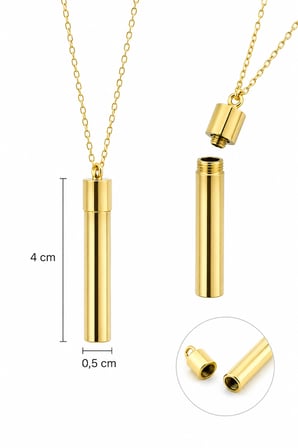 Açılabilir Kapsül Kolye Gold Renk Gizli Bölmeli Minimal Tasarım Hediye Kolye