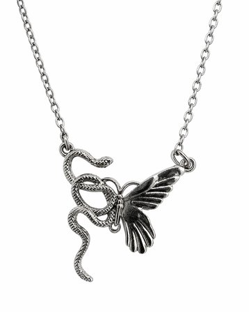 Gotik Yılan Kanat Figürlü Gümüş Renk Unisex Kolye