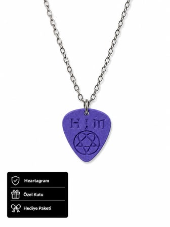 Heartagram Plektrum Kolye – Mor Gitar Penası Tasarımlı Hediye Kolye