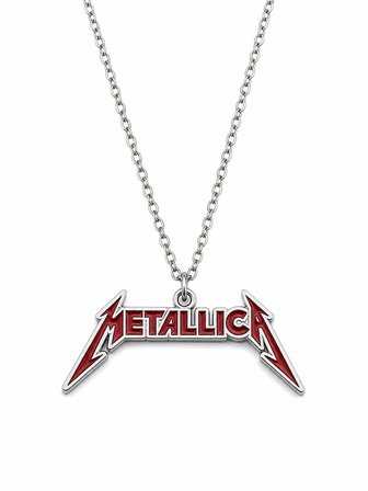 Metallica Logo Tasarımlı Kırmızı Detaylı Rock Kolye Müzikseverlere Hediye
