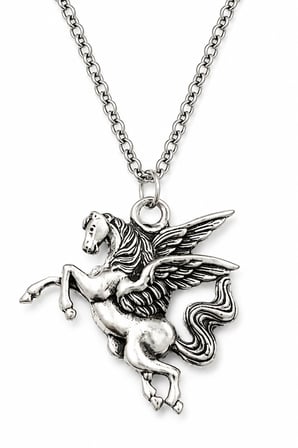 Kanatlı Pegasus At Figürlü Gümüş Renk Fantastik Tasarım Hediye Kolye
