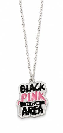 Blackpink In Your Area Yazılı Pembe Siyah Kadın Kolye Hediye Takı Aksesuar