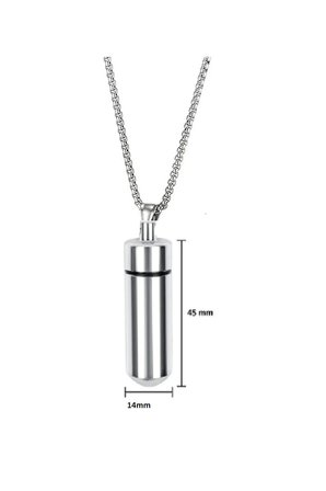 Erkek Kapsül Kolyesi 45mm x 14mm– Açılabilir İlaç, Dua, Kül ve Not Taşıma Kolyesi 
