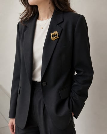 Hediye Balık Burcu Kadın Broş Gold Renk Zirkon Taşlı Rozet