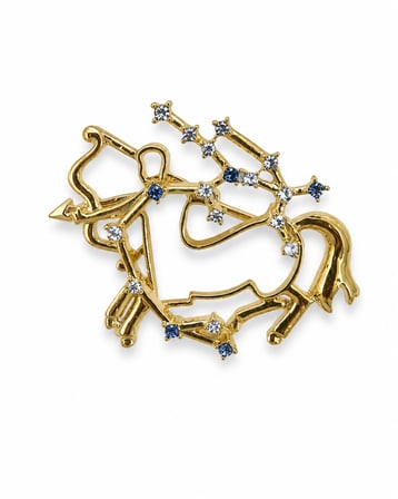 Yay Burcu Kadın Broş Hediye Zirkon Taşlı Gold Renk Astroloji Rozet